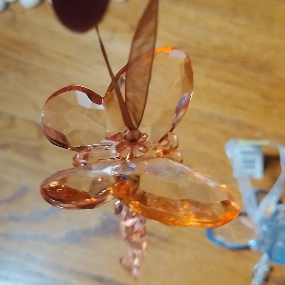 Two Dangling Butterfly Christmas Ornaments